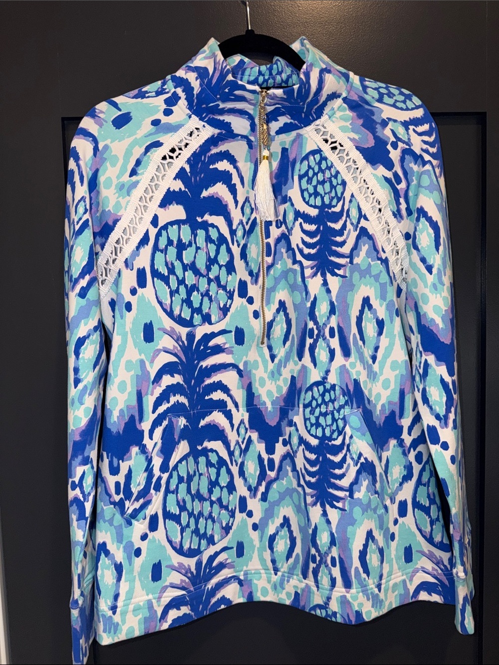 Lilly Pulitzer Blue & Aqua Pineapple-Print Half-Zip Pullover